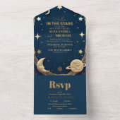 天海軍金ゴールド三日月結婚月 オールインワン招待状 (内側)