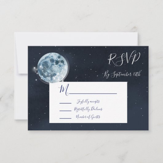 天満月の星結婚の応答RSVP 出欠カード (正面)