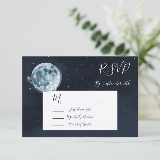 天満月の星結婚の応答RSVP 出欠カード (スタンド正面)