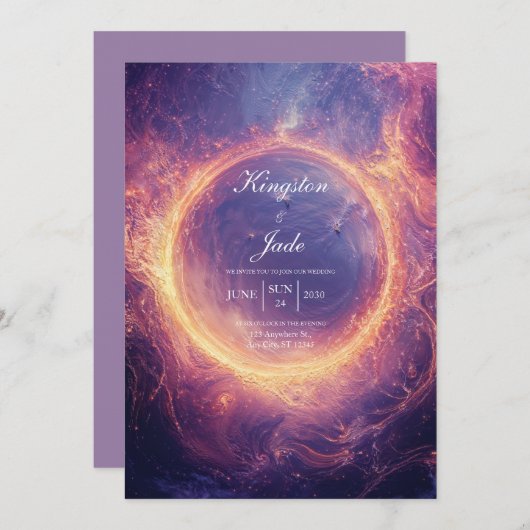 天火リングや輪結婚式招待状 招待状 (正面/裏面)