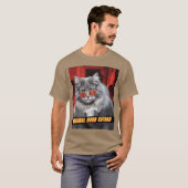天然の猫パパ、面白いレトロなウィアードコアアート Tシャツ (正面フル)