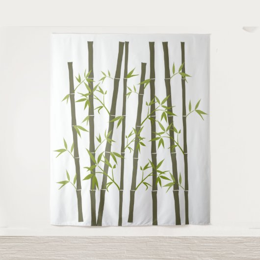 天然の緑の竹 タペストリー (正面)