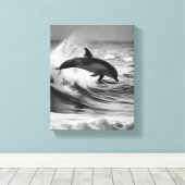 天然の遊イルカの波 キャンバスプリント (インサイチュ (ウッドフロア))