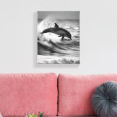 天然の遊イルカの波 キャンバスプリント (インサイチュ (リビング))