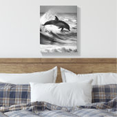 天然の遊イルカの波 キャンバスプリント (インサイチュ (寝室))