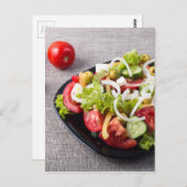 天然の野菜を使ったサラダの小さなボウル ポストカード (正面/裏面)