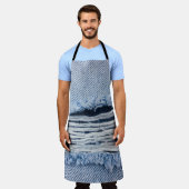 天然の麻布の生地  エプロン (着用した状態)