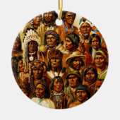 天然アメリカインディアンのコラージュのさまざまな種族 セラミックオーナメント (正面)