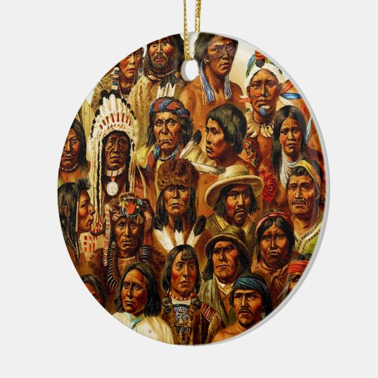 天然アメリカインディアンのコラージュのさまざまな種族 セラミックオーナメント (左)