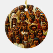 天然アメリカインディアンのコラージュのさまざまな種族 セラミックオーナメント (裏面)