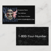 天然アメリカインディアンの戦士のスカル米国の旗 名刺 (正面/裏面)