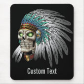 天然アメリカインディアンの種族のゴシック様式スカル マウスパッド (正面)
