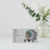 天然アメリカインディアンの種族のゴシック様式スカル 名刺 (スタンド正面)