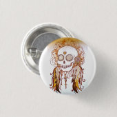 天然インドのスカル及び頭状花の服ピンバッジ 缶バッジ (正面&裏面)