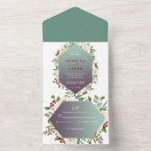 天然エレガント白バラ牡丹フローラ結婚 オールインワン招待状 (内側)