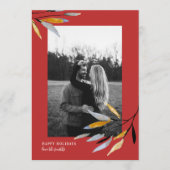 天然オーガニッククリスマスレッドおもしろいフォトウォーターカラー シーズンカード (正面)