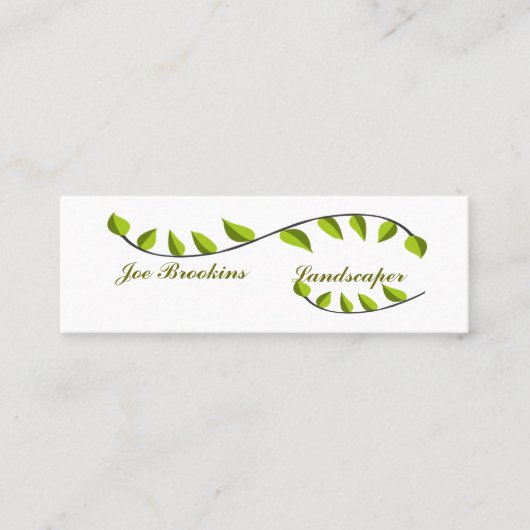 天然オーガニック緑葉イラストレーション スキニー名刺 (正面)