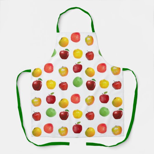 天然カラフルリンゴの白 エプロン (正面)