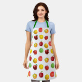 天然カラフルリンゴの白 エプロン (着用した状態)