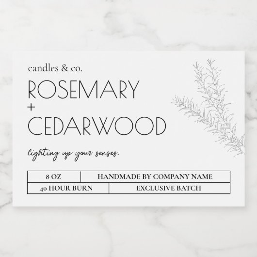 天然キャンドル白黒プロダクトラベル フードラベル (シングルラベル)