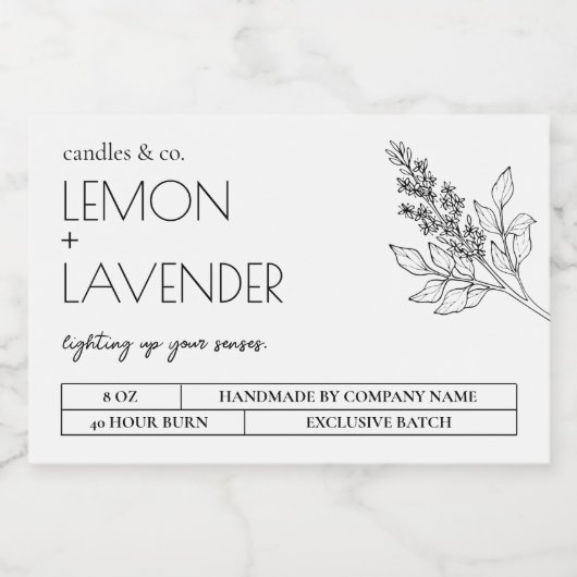 天然キャンドル白黒プロダクトラベル フードラベル (シングルラベル)