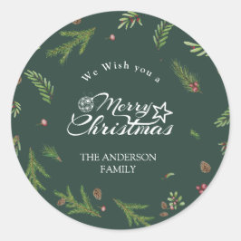 天然クリスマスグミニマルロエレガントン植物学 ラウンドシール