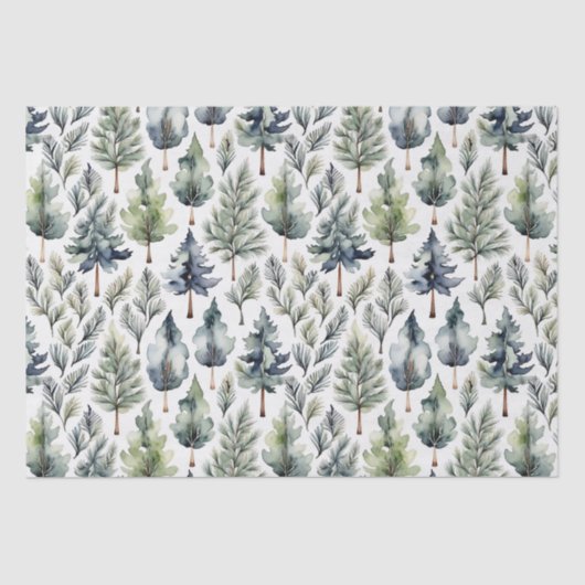 天然クリスマスツリーエレガントの水彩組織 薄葉紙 (正面)