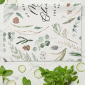 天然クリスマスミニマルボエレガントタニカル キッチンタオル (折り畳み)