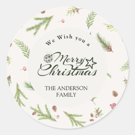 天然クリスマスミニマルボエレガントタニカル ラウンドシール (正面)
