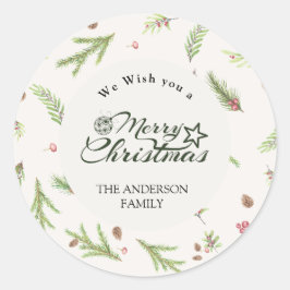天然クリスマスミニマルボエレガントタニカル ラウンドシール