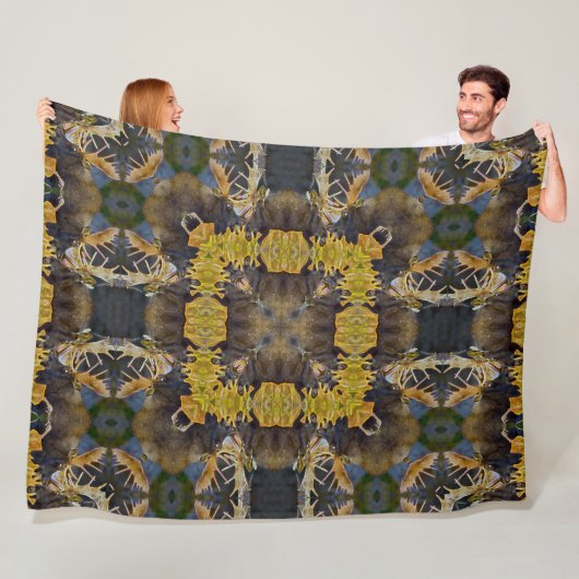 天然シャーマンのアメリカヘラジカ動物精神の曼荼羅のキルト フリースブランケット (インサイチュ)