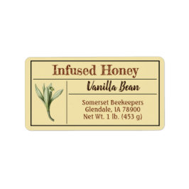 天然バニラ注入はちみつ製品 ラベル