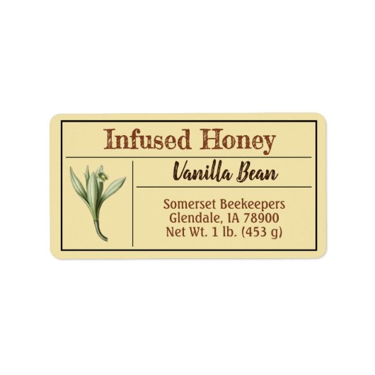 天然バニラ注入はちみつ製品 ラベル (正面)