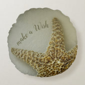 天然ヒトデ海岸砂浜ベージュチューペ ラウンドクッション (正面)