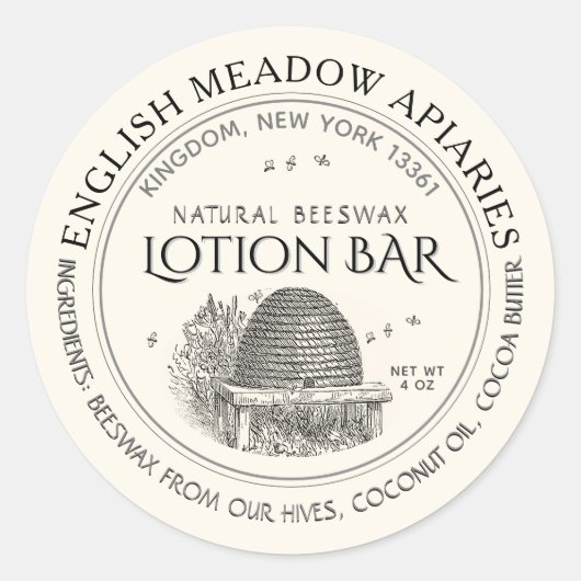 天然ビースワカスタムックスバーラベルアイボリー ラウンドシール (正面)