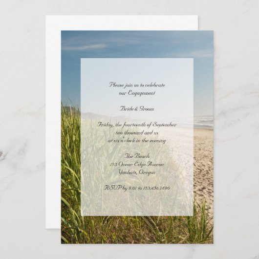 天然ビーチ結婚式婚約パーティ招待状 招待状 (正面/裏面)