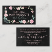 天然フローラブラック手作りヘアー製品 名刺 (正面/裏面)