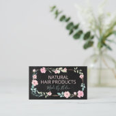 天然フローラブラック手作りヘアー製品 名刺 (スタンド正面)