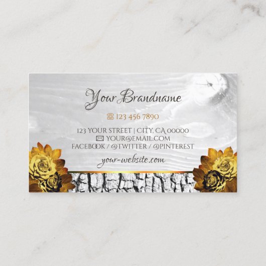 天然フローラ白木目の木の樹皮イニシャル 名刺 (裏面)