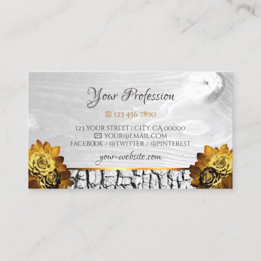 天然フローラ白木目の木の樹皮バラ 名刺 (裏面)