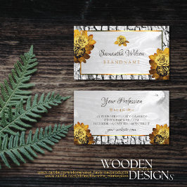 天然フローラ白木目の木の樹皮バラ 名刺