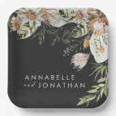 天然ボヘミアの植物モダンエレガント株 ペーパープレート (正面)