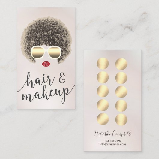 天然モダンヘアメイクアップ美しいサロンロイヤリティ ロイヤリティカード (正面/裏面)