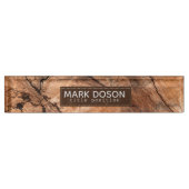 天然モノグラムの木材 デスクネームプレート (正面)