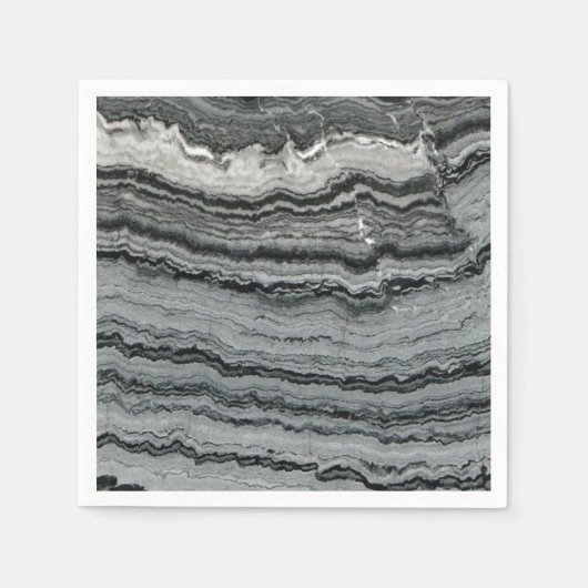 天然宝石白黒アゲート大理石 スタンダードカクテルナプキン (正面)