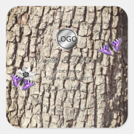 天然木の樹皮の木目製品のラベルのロゴ スクエアシール