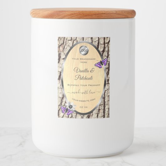 天然木の樹皮の木目製品のラベルのロゴ フードラベル (正面)