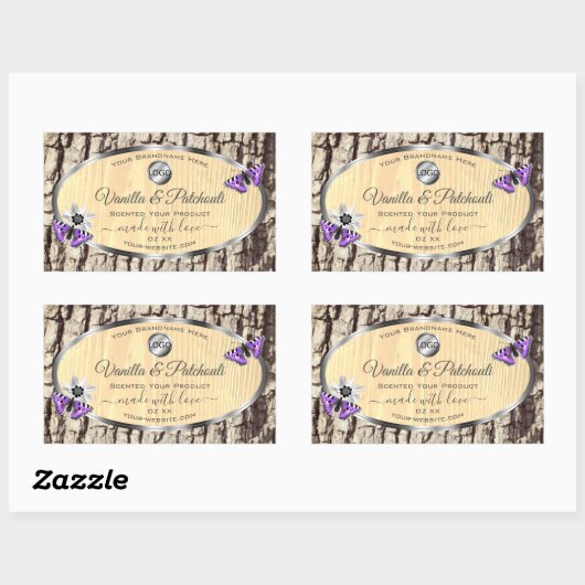 天然木の樹皮の木目製品のラベルのロゴ 長方形シール (シート)