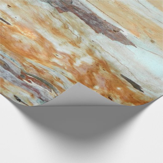 天然木の樹皮カラフルオレンジと灰色の写真 ラッピングペーパー (コーナー)