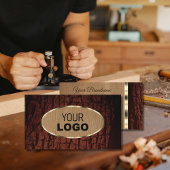 天然木バークウッドグレインオーバル金ゴールドロ縁どゴロ 名刺